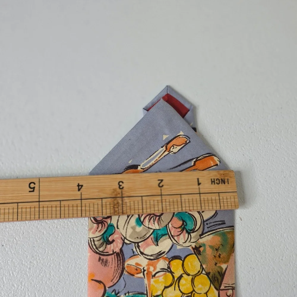 Vintage 90s Polo Ralph Lauren Necktie Mens Orange Picnic Wine Seafood Art Print